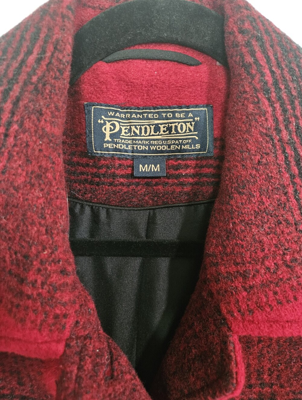 Pendleton Women's Wool Blend Buffalo Plaid Coat Jacket Red Black Snap Front Sz M